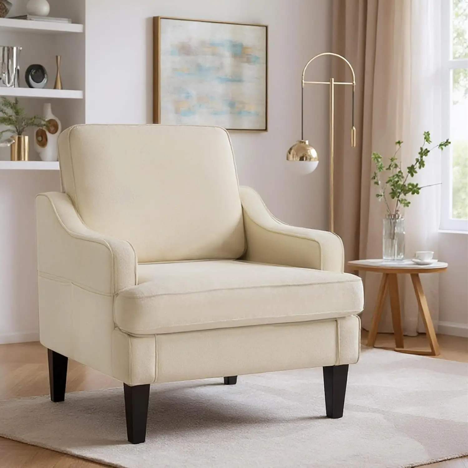 Accent Chair for Living Room,Mid-CenturyFabric Living Room Chairs,Upholstered Reading Chair for Bedroom,Single Sofa Chair