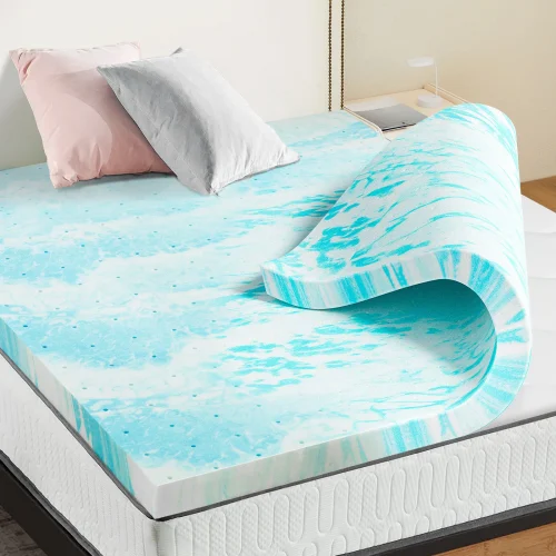 JHK 2-3 Inch Gel Memory Foam Mattress Topper Full Size Cooling Mattress Soft and Breathable Bed Topper School Bedroom Furniture