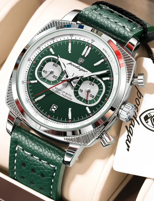 POEDAGAR Original Fashion Men Clock Luminous Waterproof Chronograph Date Watch For Man Luxury Leather Quartz Men's Watches Reloj