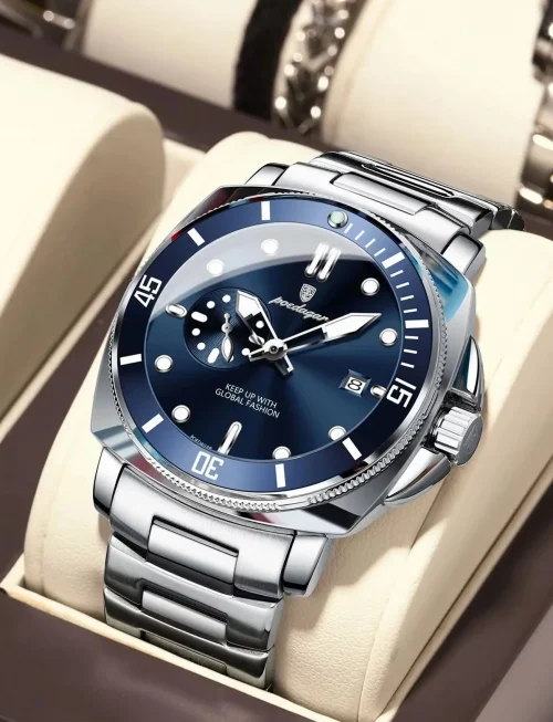 POEDAGAR Original Luxury Men's Watches Luminous Waterproof Date Business Watch Men Stainless Steel Fashion Quartz Man Wristwatch