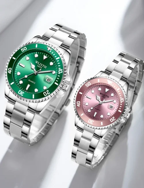 Watches for Woman Top Brand Luxury Women's Wristwatch Stainless Steel Waterproof Watches Pink Blue Green Dial Women Watch reloj