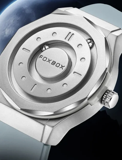 FOXBOX Fashion Mens Watch Waterproof Sports Quartz Watches Rolling Magnetic Steel Ball Business Man Watch Stainless Steel Clock