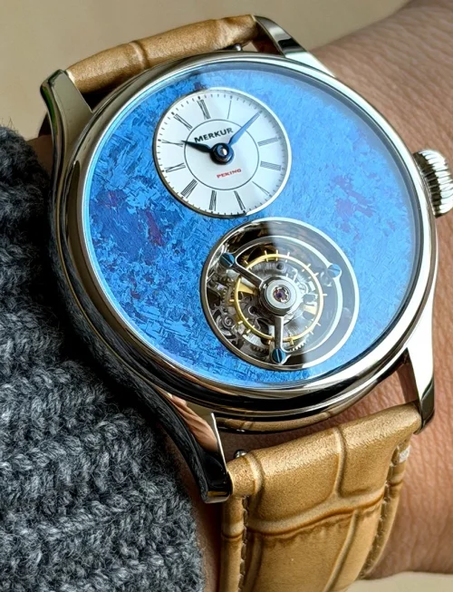 Merkur 100% Tourbillon Watch Men's Titanium Ice Flower Dial Sapphire Watch For Men Mechanical Wristwatches Relogio Masculino