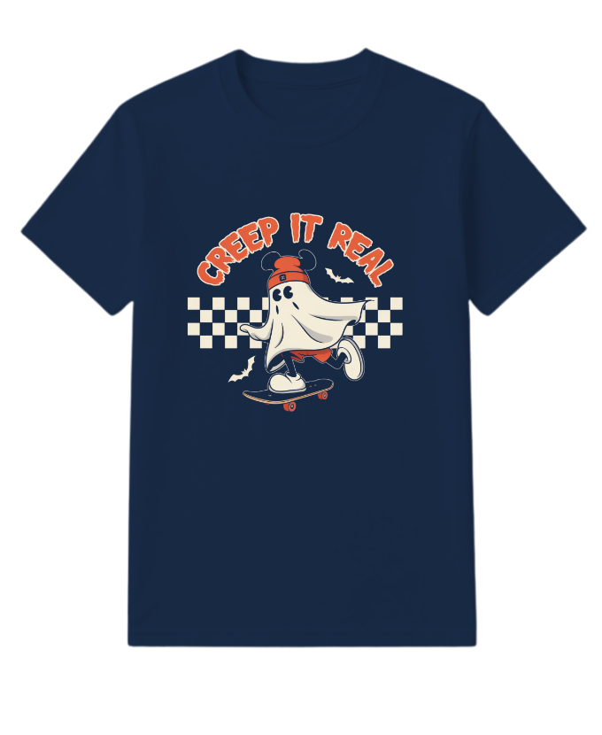 Creep It Real Funny Ghost Halloween Design T-Shirt - Image 4