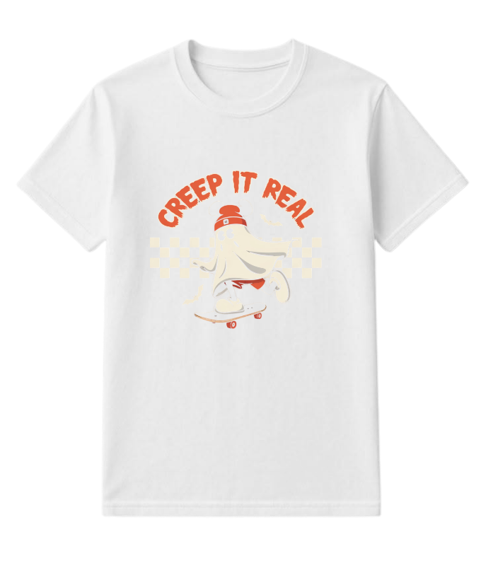Creep It Real Funny Ghost Halloween Design T-Shirt - Image 3