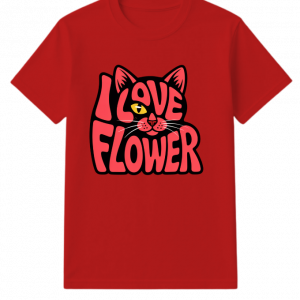 I Love Flower Cat Face Typography Graphic Design T-Shirt