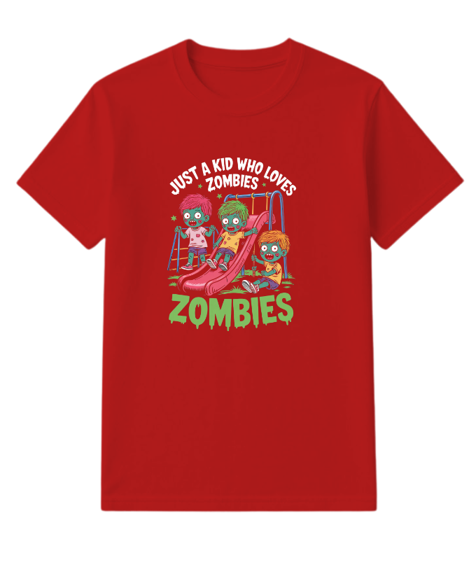 Just A Kid Who Loves Zombies Funny Cartoon T-Shirt