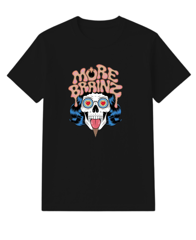 More Brains Zombie Head Cartoon Graphic T-Shirt - Image 6