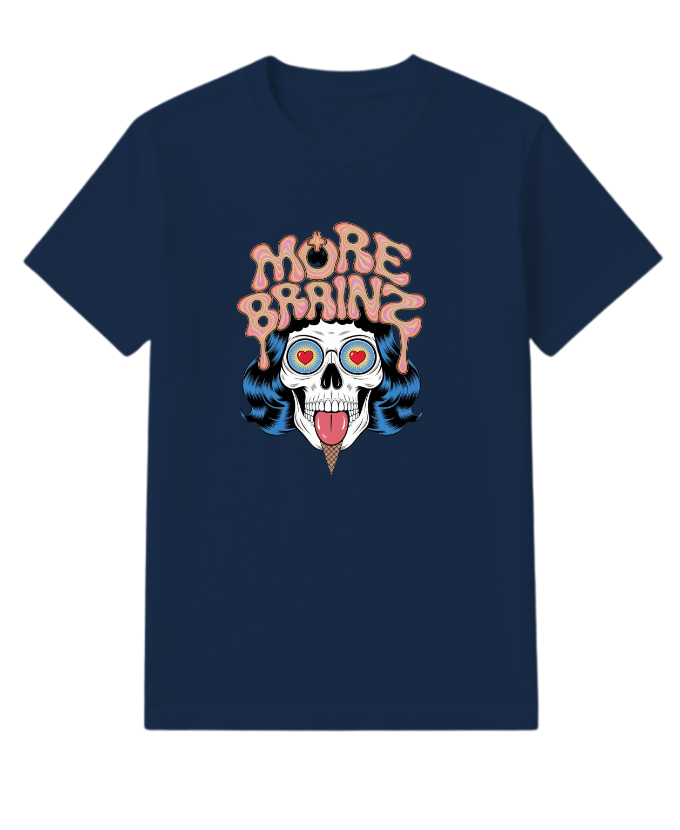 More Brains Zombie Head Cartoon Graphic T-Shirt - Image 4