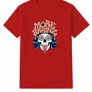 More Brains Zombie Head Cartoon Graphic T-Shirt