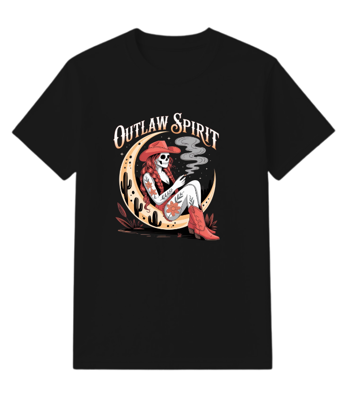 Outlaw Spirit Cowgirl Skeleton Western Style T-Shirt - Image 6