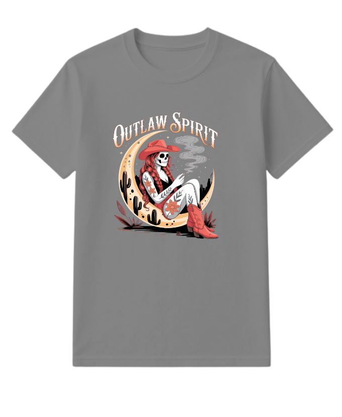 Outlaw Spirit Cowgirl Skeleton Western Style T-Shirt - Image 5