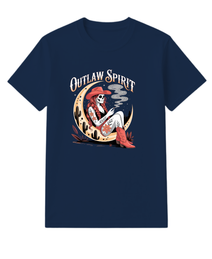 Outlaw Spirit Cowgirl Skeleton Western Style T-Shirt - Image 4