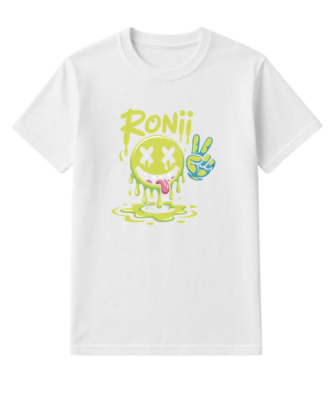Roni Slime Smiley Face Streetwear Design T-Shirt - Image 3
