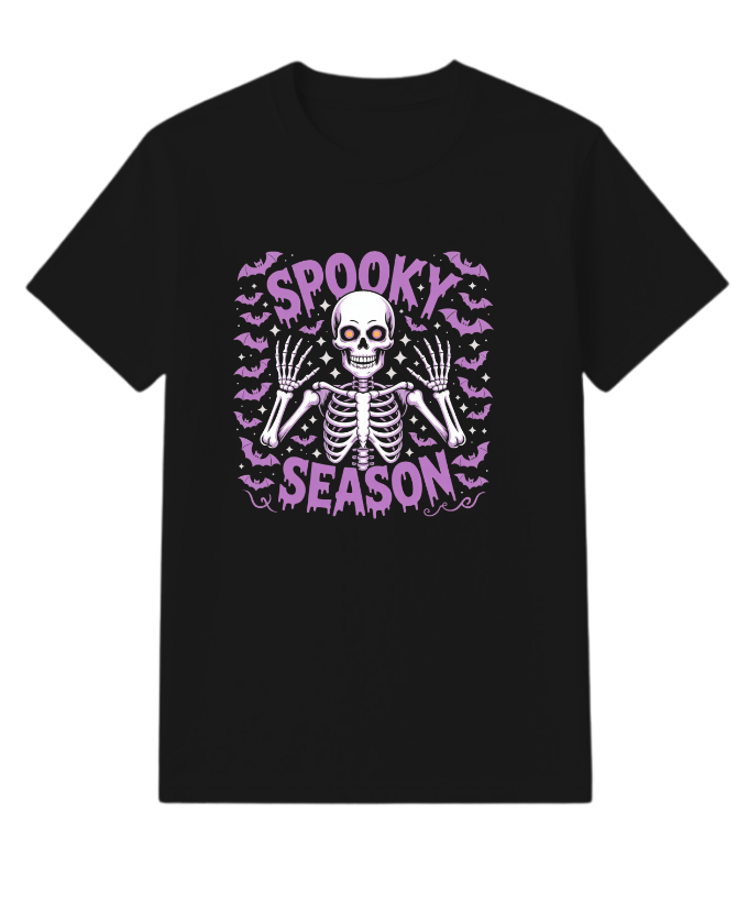Spooky Season Skeleton Halloween Artwork T-Shirt - Image 6