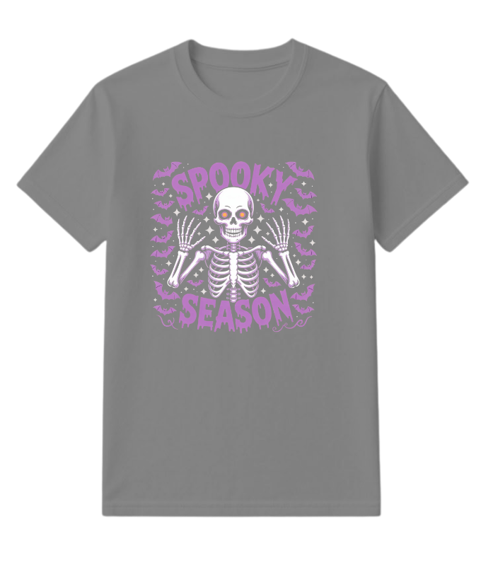 Spooky Season Skeleton Halloween Artwork T-Shirt - Image 5