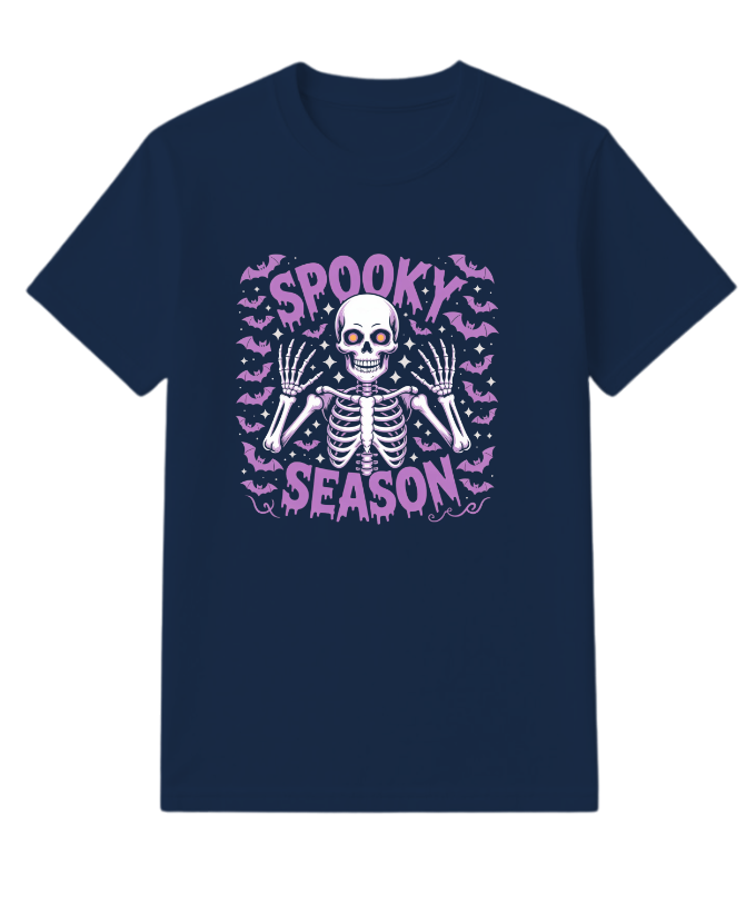 Spooky Season Skeleton Halloween Artwork T-Shirt - Image 4