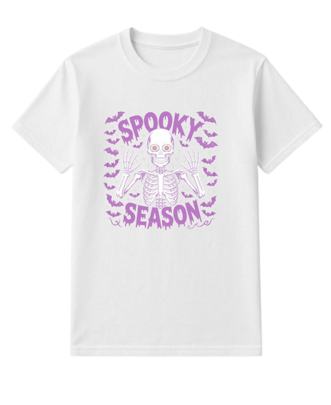 Spooky Season Skeleton Halloween Artwork T-Shirt - Image 3