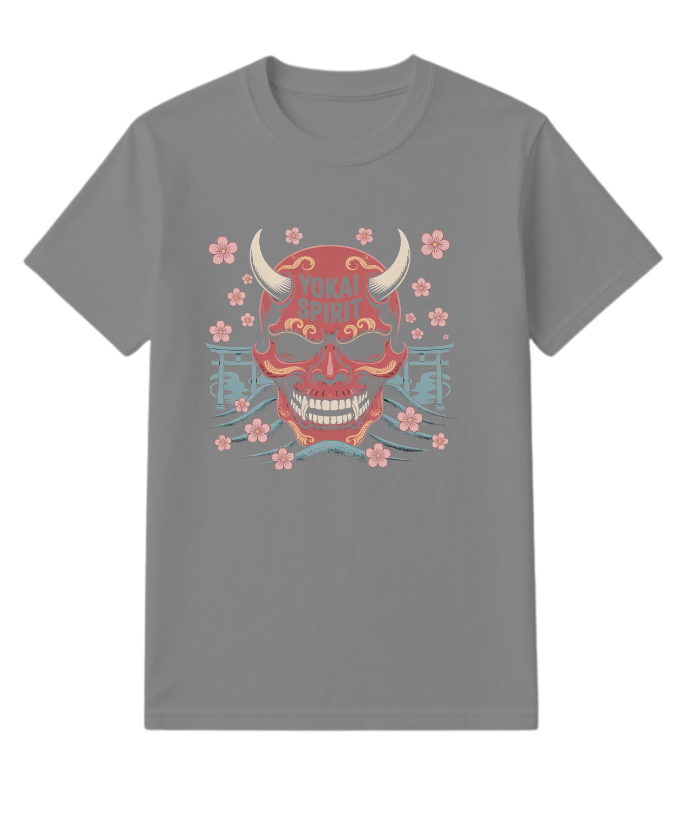 Yokai Spirit Red Demon Mask Japanese Style T-Shirt - Image 5