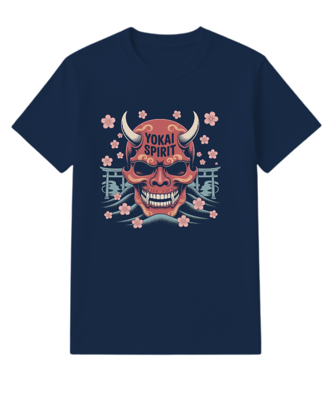 Yokai Spirit Red Demon Mask Japanese Style T-Shirt - Image 4