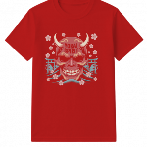 Yokai Spirit Red Demon Mask Japanese Style T-Shirt